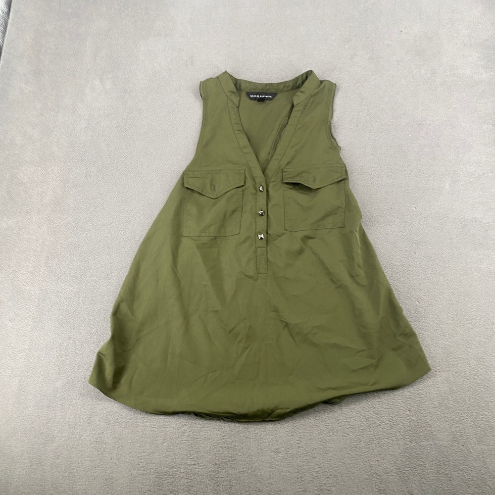 Rock & Republic Womens Medium Olive Green Studded Racerback Sleeveless Top